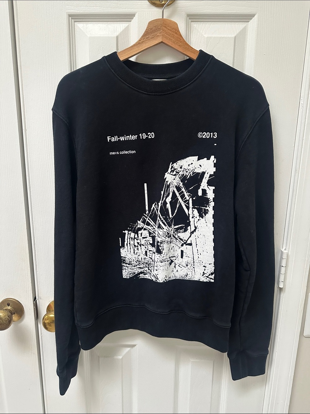 Off-White Black Crewneck Sweatshirt with White Graphic Print